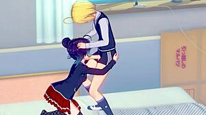 hentai girl gets facefucked hard by classmate in bedroom scene
