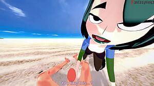 Gwen Fucks Hard on Beach POV