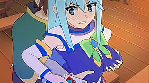 aquas luck turns wild with a creampie blowjob surprise