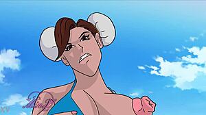 i’m obsessed with chun-li’s big titties bouncing and twerking in this hot anime clip.
