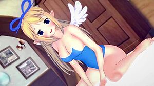Can Flonne in swimsuit ride big cock to reach heaven uncensored?