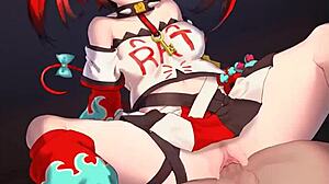 Hakos Baelz яростно скачет на хуе с бешеной страстью