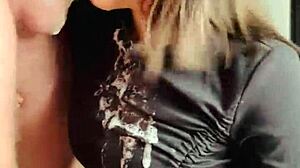 Throatpie Action as She Sucks Every Drop from That Cock. Sloppy Skills on Full Display!