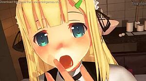 busty teen hentai maid delivers mind-blowing oral action