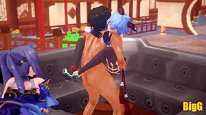 Yo, just caught Ganyu and Keqing in a wild Genshin Impact trio animation.