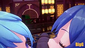 Yo, just caught Ganyu and Keqing in a wild Genshin Impact trio animation.