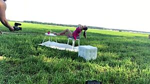 Yo, backstage banging with a hot blonde in wild action!