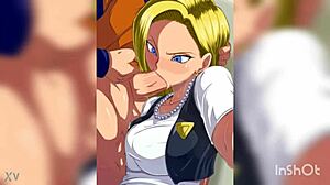 android 18 giving an intense blowjob in dragon ball hentai