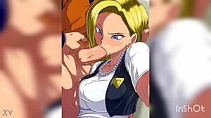 android 18 giving an intense blowjob in dragon ball hentai