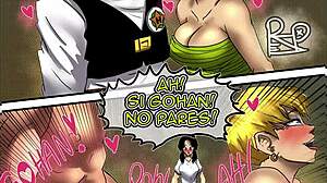 Gohan shows why Erasa beats Videl in Spanish comic. Watch him cheat with that monster cock!
