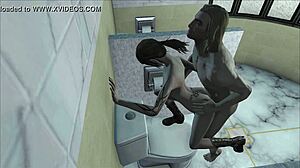 Damn! Fallout 4 Brunette Teen Fucked Hard in Toilet Scene!