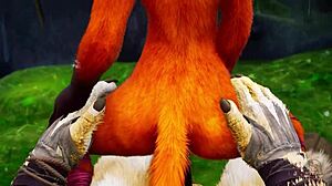 In the rain, Minotaur fucked furry foxy in yiff