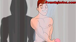 The ass of the cartoon in the hut