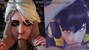 SFM gifs compilation 2 features milf doggystyle and futanari double penetration with Ciri.