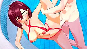 Momo Ayase got fucked at the swimming pool - 3D anime action
