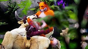 In the rain, Minotaur fucked furry foxy in yiff