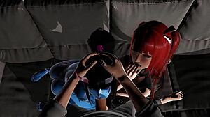 Demon Girl and Redhead Blow You in Bound by Lust Animation