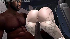 Second Life black man bangs redhead white woman in SUV. Couch action adds hardcore oral twists.