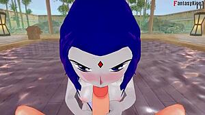 Hey Raven, ready for bikini banging with three Titans?