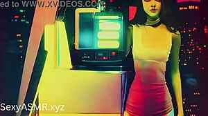 Cyber punk babes in kinky cosplay suck dick for ASMR