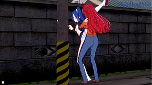 tsubasa and kanade dive into intense lesbian and futanari symphogear hentai