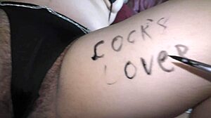 Hairy BBW Girl Rocks Lewd Bikini with Dirty Body Writings
