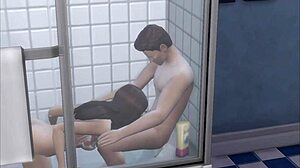 Aunt May Grabs Spiderman's Cock for Intense Bath Action in Sims Avengers Part 4.