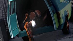 Secondlife Scooby Doo Velma Rides Big Black Cock in Public Outdoor