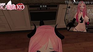 Cat Girl Succubus Cosplay Teases and Wiggles for Your Cum