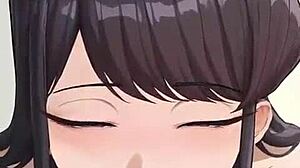 Komi gives a nice oral treat in this anime scene.