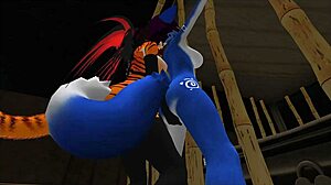 Blue vixen gets handled right in a wild animated scene