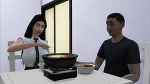 Padrastro Exploits Korean Stepdaughter in Kitchen Hardcore