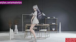 Dance girl anime moves with fiery energy