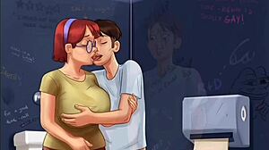 Watch Judith's hot handjob in the bathroom - her big tits and redhead milf body taking that monster cock!