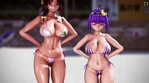 Touhou Project Girl Shakes Hot Ass In Bikini Dance