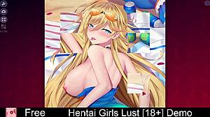 Hentai girls explore lustful desires in anime games.