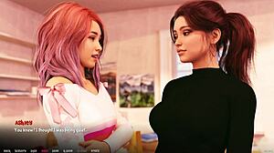 Intensive Emotionen wallen auf, als junge Frau massiven Schwanz in Hentai-Spiel mit großen Titten und Arsch-Action handhabt