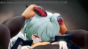 Ganyu Blowjob Hentai Hard Oral Horn Grab Facial