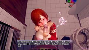 3d redhead milf strokes and licks fat monster cock with huge oppai tits