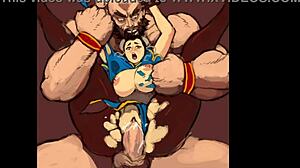 Hentai street slut fighter dominates in brutal anal action