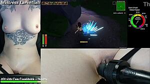 Naked Gamer Girl Moans with Vibrator in Wet Hentai Game