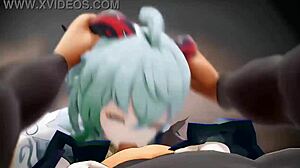 Ganyu Blowjob Hentai Hard Oral Horn Grab Facial