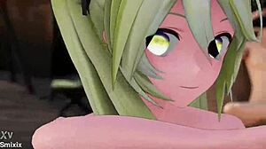 OMG, Hatsune Miku nude creampie in 3D hentai... different positions, blonde hair clip, so hot!
