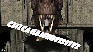 Kvinne vore 3 høy enorm gigant sluker deg i 3D POV animasjon