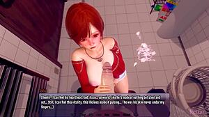 3d redhead milf strokes and licks fat monster cock with huge oppai tits