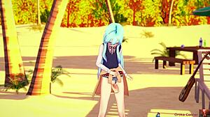 Young Blue-Haired Cutie Gets Fucked Hard Missionary at Beach