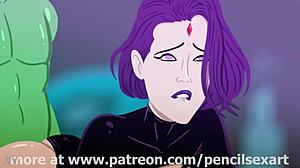 2d animation of beast boy banging raven doggy style by pencilsexart