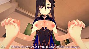 Hydro character from Genshin Impact gets ridden intensely in POV!