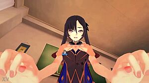 Hydro character from Genshin Impact gets ridden intensely in POV!