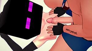 Enderman Costume Girlfriend Drops Towel For Solo Cum Action